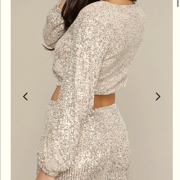 Champagne Sequin Long Sleeve Top - Picture 4 of 8